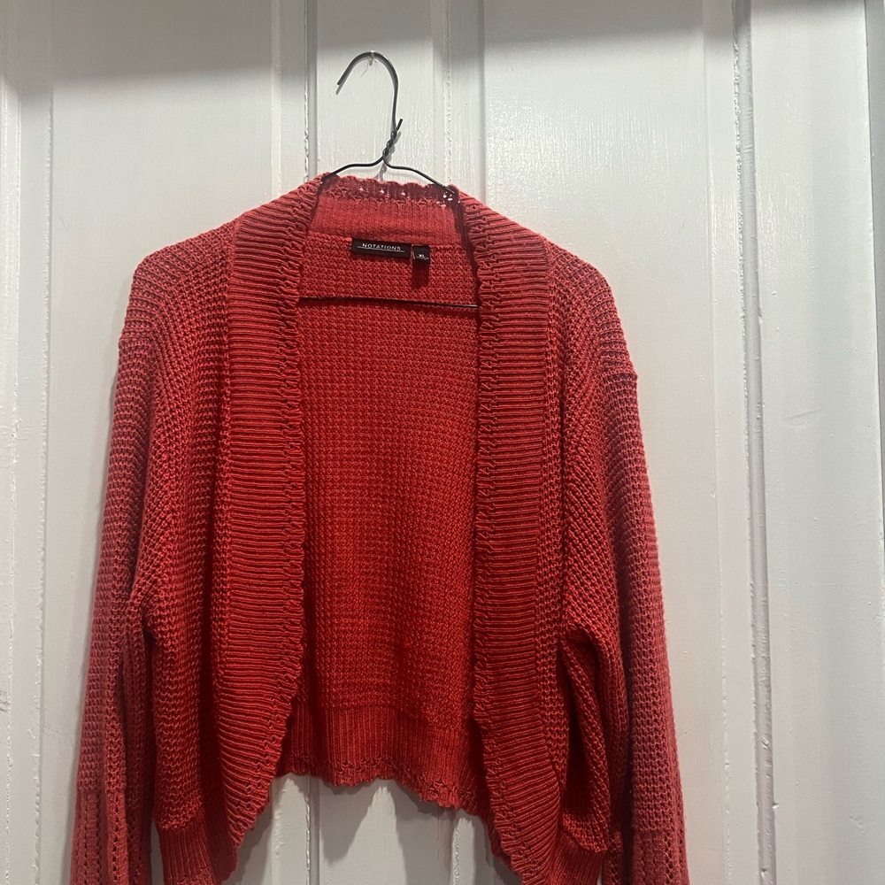 Notations Vibrant Red Cardigan Sweater